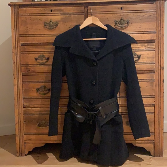 Mackage Wool Coat with Leather Belt - Picture 3 of 7